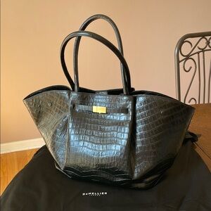 DeMellier Black Croc-Effect Tote Bag — The New York
